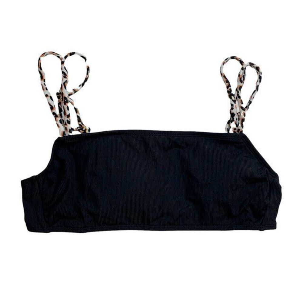 Xhilaration Black Leopard Bikini Swim‎ Top Size Juniors Large New Without Tags